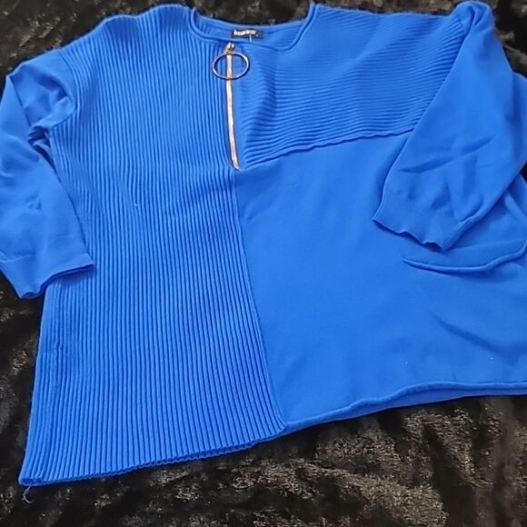Darkwin Pullover Half Zip Electric Blue Sweater - Picture 6 of 11